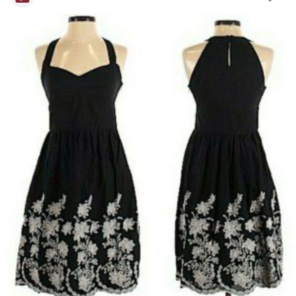Loft Ann Taylor black embroidery dress size 6